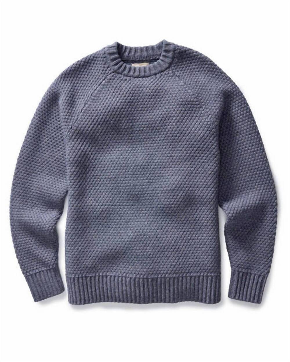 NEW TAYLOR STITCH men's fisherman sweater in blue melange